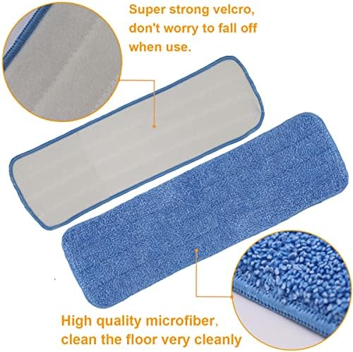 18 Inch Microfiber Mop Pads - 10 Pack Blue Replacement Heads for Bona