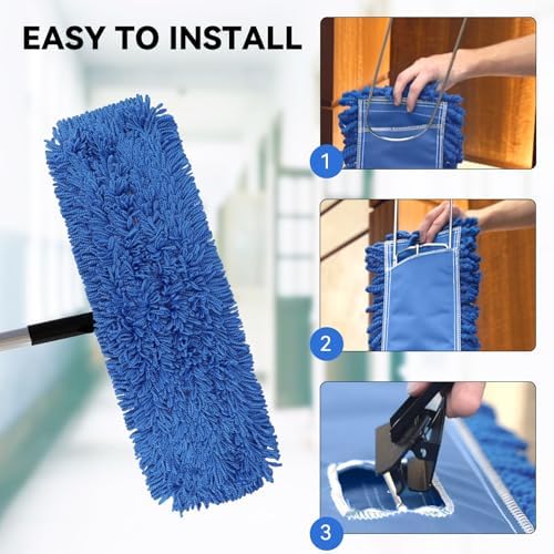 BeiLan 24 Inch Dust Mop Head Replacement - 6 Pack Blue