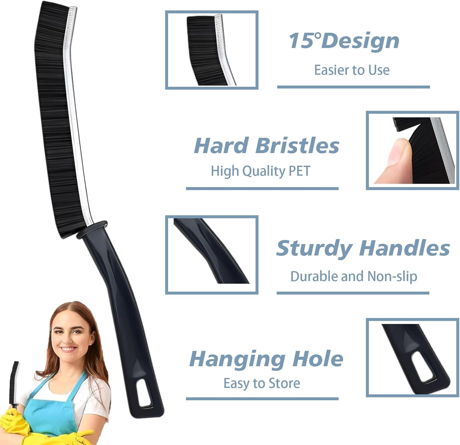 CUNGLIN Crevice Cleaning Brush Narrow Gap Tool for Bathroom Tile Radiator Window Sink and More