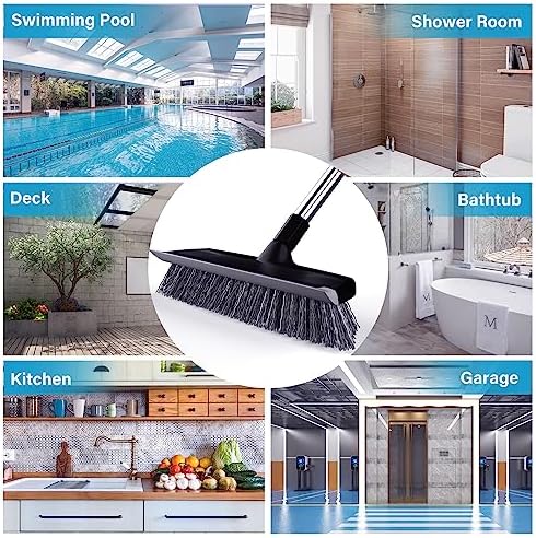 ITTAR 2-in-1 Scrubber Squeegee Brush with 53 Long Handle