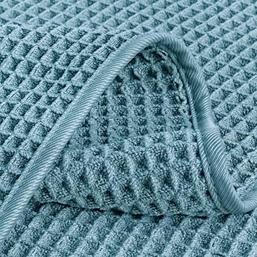 POLYTE Microfiber Lint Free Washcloth 13x13in 4 Pack Green Waffle Weave