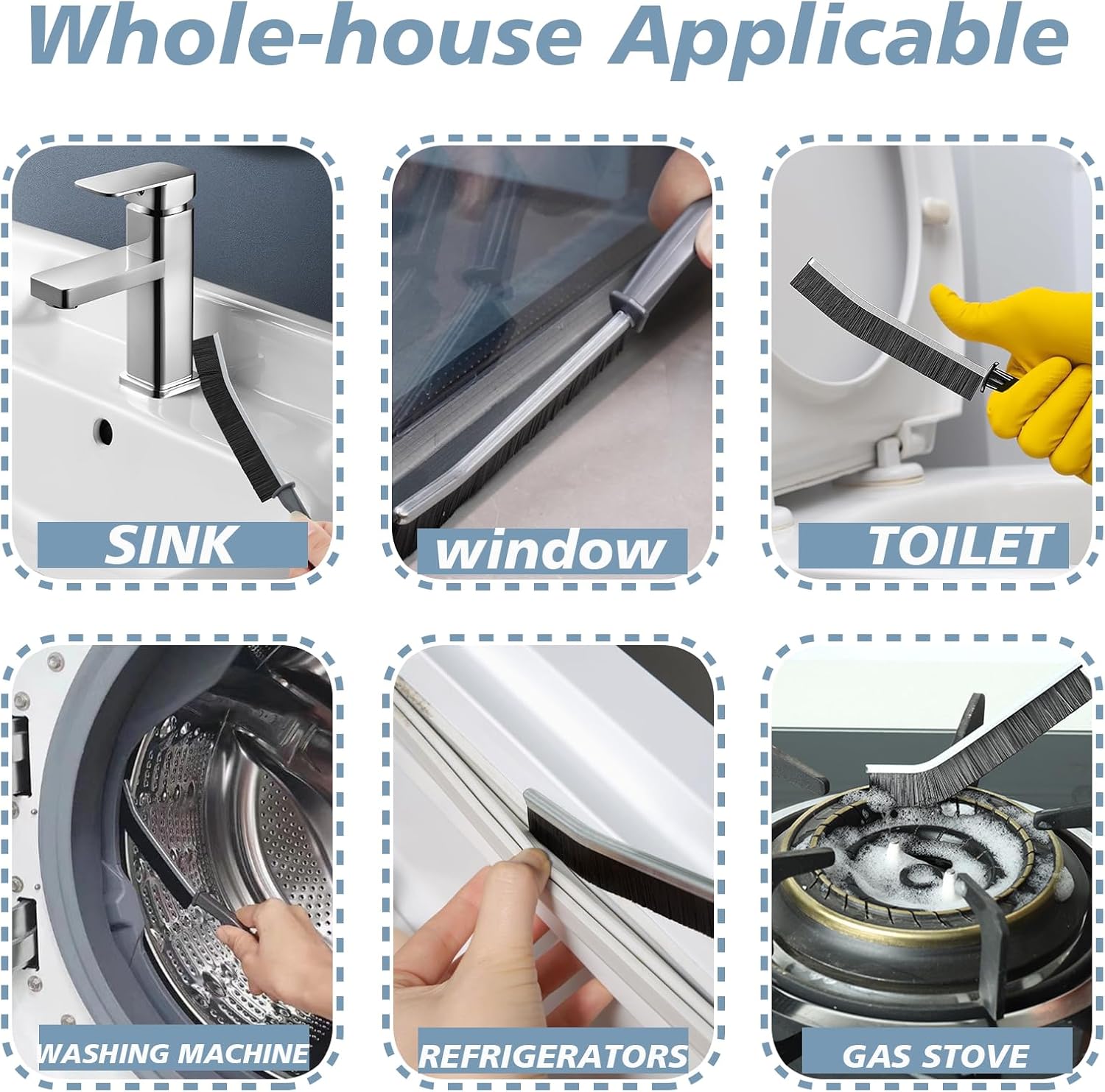 CUNGLIN Crevice Cleaning Brush Narrow Gap Tool for Bathroom Tile Radiator Window Sink and More