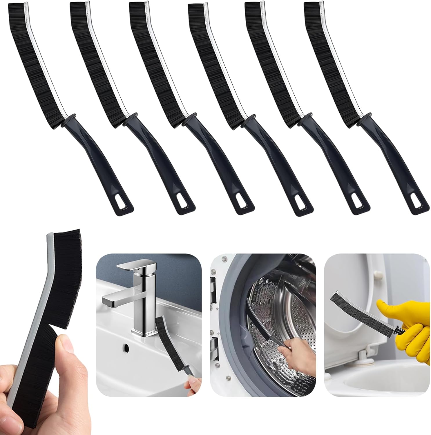 CUNGLIN Crevice Cleaning Brush Narrow Gap Tool for Bathroom Tile Radiator Window Sink and More