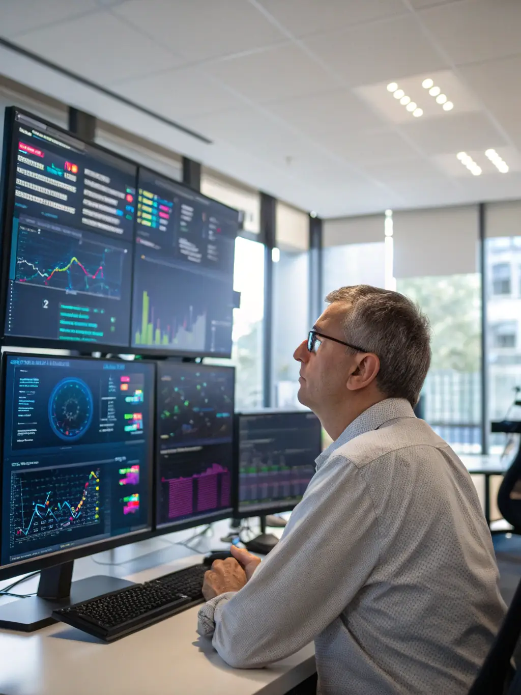 A data scientist is analyzing complex algorithm models on a computer screen, showcasing advanced analytics and data-driven insights.